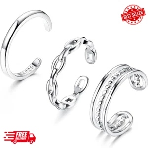3Pcs S925 Sterling Silver Toe Rings for Women Open Toe Rings Comfort-Fit Adjusta - Picture 1 of 9