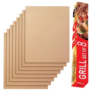 Paquete de 8 alfombrillas de cobre para parrilla de barbacoa Renook para parrilla de gas al aire libre - antiadherentes 15,75x13" - Imagen 1 de 7