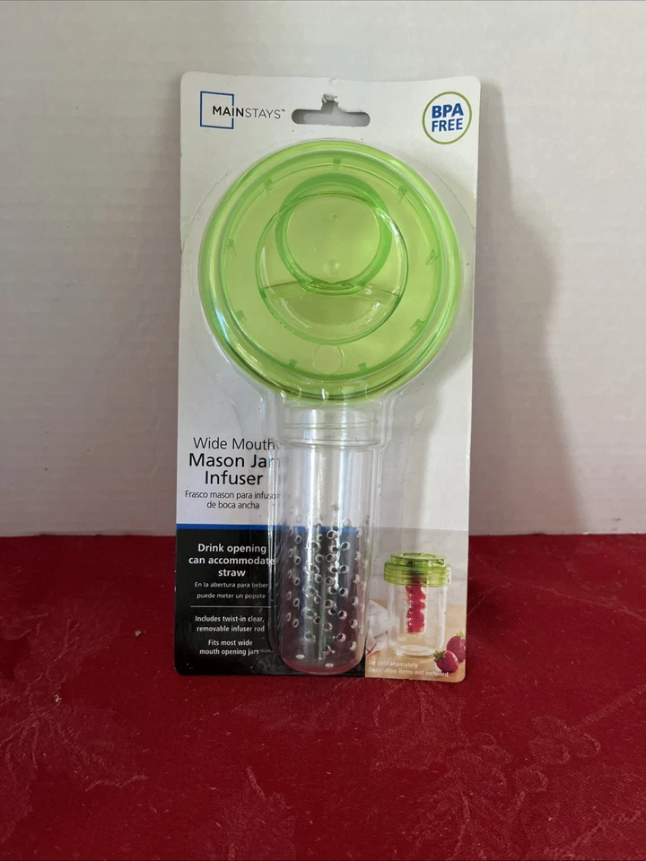 NUEVO Tarro de albañil de boca ancha tapas infusoras de plástico verde  Foto 1 de 1