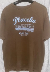 Rare Placebo World Tour T-shirt Brown Bus/ Coach 2003 Sleeping With Ghosts Large - Picture 1 of 7