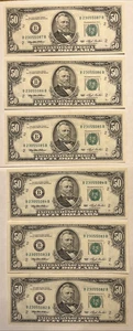 Lot 6 $50 1993 Consecutive Serial# CU Note Run 23055082-23055087 Grant $300 Face - Picture 1 of 24