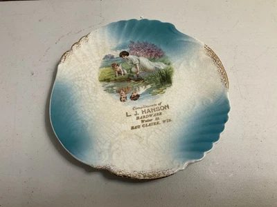 Plato publicitario vintage L. J. HANSON ferretería agua St. Eau Claire Wis. Foto 1 de 4