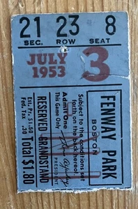 3.7.55 RED SOX/SENATORS TICKET STUB-FENWAY - Bild 1 von 1