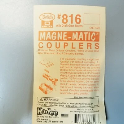 Kadee 816 Magne-Matic Metal Knuckle Coupler Plastic Draft Gear Box & Lid O Scale - Image 1 of 2