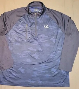 Ahead Mens XL Navy Blue Camo LS 1/4 Zip Poly Pullover Raglan Sleeve Lightweight - Picture 1 of 11