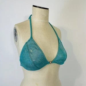 Vintage Venus Marine Glitzer Bikini Oberteil Damen Gr. B Cup Kopfplatte Neu Blau - Bild 1 von 8
