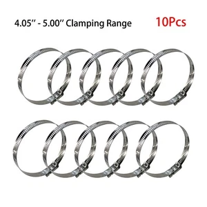 Worm Gear Clamps 4.05" To 5.00" Clamping Range Hose Clamps 10pcs - Picture 1 of 9