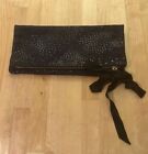 Clare V navy blue suede gold pouch