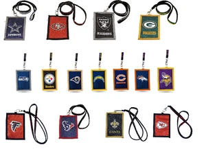 NFL Beaded Bling Jeweled Glitter Sparkle Lanyard I.D. Wallet - Picture 1 of 24