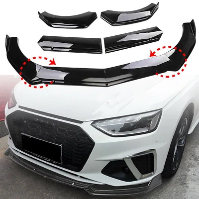 Front Bumper Spoiler Chin Splitter Body Kit Glossy Black For AUDI A3 A4 A5 A6 - Изображение 1 из 4