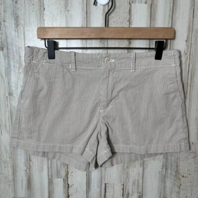 Vintage Y2k Polo Ralph Lauren Sport Cream White Pin Stripe Mini Shorts Womens 8 - Image 1 of 4