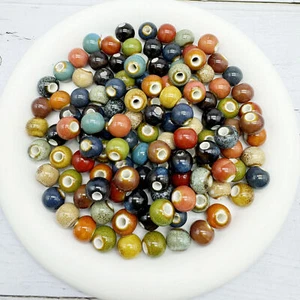 100 Mix Round Ceramic Craft Beads 6mm 8mm Spacer Beads Bracelets Necklaces DIY - Picture 1 of 6