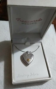 Treasured Moments 18" Sterling Silver 2-Tone Heart Locket w/Chain Women Jewelry - Picture 1 of 2