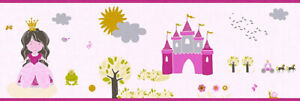 Kinder Tapeten Borte Prinzessin Schloss rosa pink Metallic 35853-1 (19,24€/1qm)