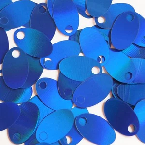Lenteja suelta metálica reflectante Lazersheen azul gran orificio ovalada de 1,25 - Imagen 1 de 2