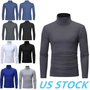 Herren Langarm Thermo Oberteile Rollkragen Slim Fit Pullover Basisschicht Shirts - Bild 1 von 62
