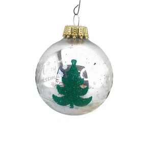 VTG Silver Round Bulb with Christmas Tree, Snowflake  & Merry Christmas Set of 5 - Picture 1 of 8