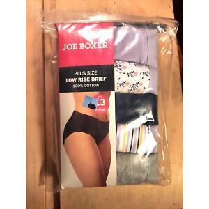 Womens Plus Size Joe Boxer Panties Low Rise Brief Cotton 5 pack panties Size 13