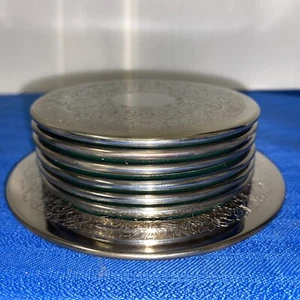 Queen Victoria Silver Plated Drink Coasters Vintage Set Of 6 Classic Engraved - Picture 1 of 11
