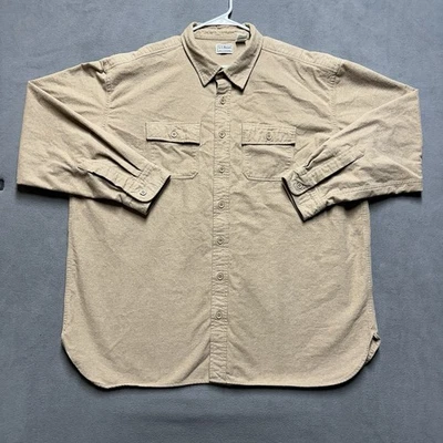 LL Bean Shirt Mens 3XL Camel Beige Chamois Cloth Traditional Fit Button Workwear - Image 1 of 4