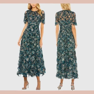 NWT MAC DUGGAL [ 2 ] 8255 Flutter Sleeve Floral Ruffle Detail Midi Dress #J1959 - Picture 1 of 13