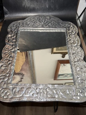 Vintage Wall Decor Metal Ornate Framed Mirror 18”x 13.5” - Image 1 of 4