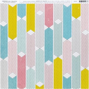 American Crafts Everyday Single-Sided Cardstock 12"X12"-Chevron Stripe - 25 Pack - Picture 1 of 1