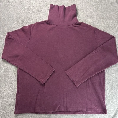 NorthCrest Womens Long Sleeve Turtleneck Top Shirt Size Large Maroon 100% Cotton - Image 1 of 4