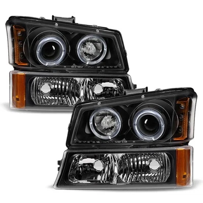Faros proyectores LED halo Silverado Avalanche negros para 03-06 + lámparas de parachoques Foto 1 de 4