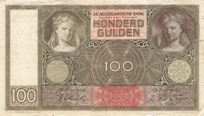 Niederlande Netherlands 100 Gulden 1942 P51b VG damaged (Serie EZ) - Bild 1 von 2