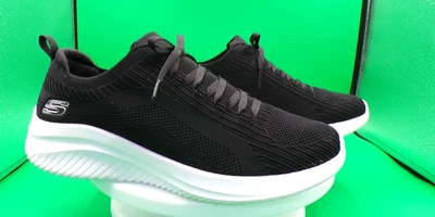 WOMENS SKECHERS ULTRA FLEX 3.0 BLACK WHITE STRETCH SLIP ON SNEAKERS SHOES 9.5 - Image 1 of 4