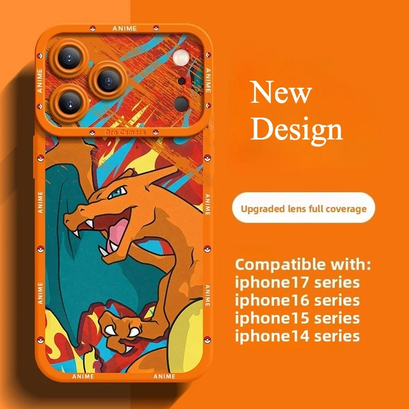 Capa de silicone Pokémon para iPhone 17 Pro Max proteção anime design Charizard  - Imagem 1 de 4