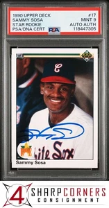 1990 UPPER DECK STAR ROOKIE #17 SAMMY SOSA RC PSA 9 DNA AUTO AUTHENTIC - Picture 1 of 8
