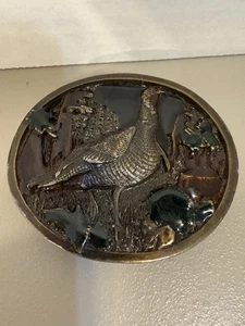 Vintage Bergamotte Türkei Gürtelschnalle - Messing & Emaille - Bild 1 von 6