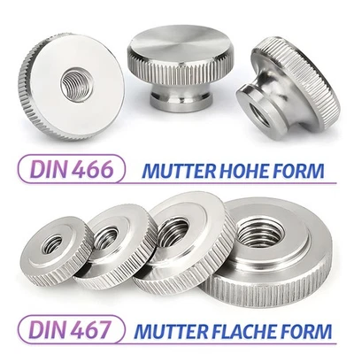 Edelstahl Rändelmutter GB806 - DIN 467 / DIN466 - V2A M2 M2.5 M3 M4 M5 M6 M8 M10 - Bild 1 von 4
