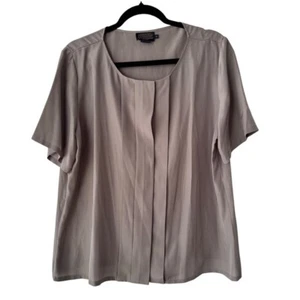 Pendleton Pleated Blouse Top Short Sleeve Career Casual Gray Size 18 - Picture 1 of 8