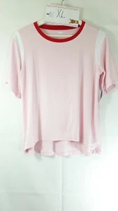 Old Navy Junior Girls XL Pink With White Stripe Sleeve And Red Collar T- Shirt - Picture 1 of 9