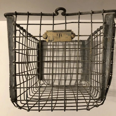 VTG WASHBURN CO LOCKER GYM POOL WIRE BASKET TAG #10 8”x8.5”x13” Cover