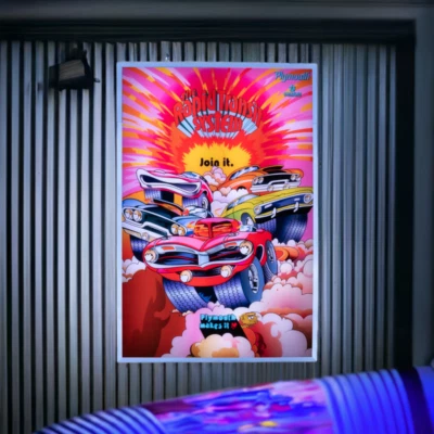 Letrero retroiluminado grande Plymouth Rapid Transit GTX Cuda Duster Road Runner Foto 1 de 4