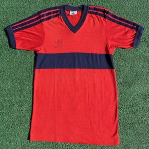 VTG 80s Adidas Spellout Trefoil Single Stitch Distressed T-Shirt Boys 8 USA Made - Picture 1 of 8