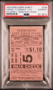 1926 WORLD SERIES GAME 5 TICKET BABE RUTH/LOU GEHRIG 2HIT/RUN#1/BB#1 NYY/STL PSA - Picture 1 of 19