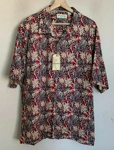 Roundtree Yorke Caribbean Shirt Red Leaf Print Short Sleeve Buttons (2 Szs) NEW - Picture 1 of 8