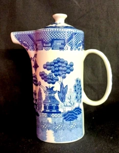 Jarra de agua de porcelana sauce azul tapa café jarra de té pájaros pagodas oriental nuevo con etiquetas - Imagen 1 de 7