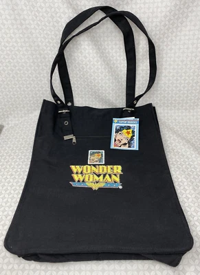 Bolso de Mano DC Comics Mujer Maravilla USPS Estampilla Postal Lona Negro Foto 1 de 4