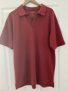 LL Bean Mens Terracotta Short Sleeve Cotton Knit Polo Shirt - Size L - EUC! - Picture 1 of 3