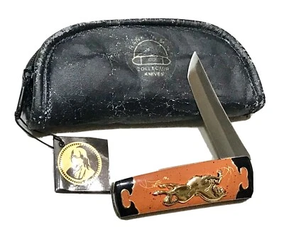 Franklin Mint-Collector Chinese Japanese Horse Tanto Folding Dagger Knife Case - Image 1 of 4