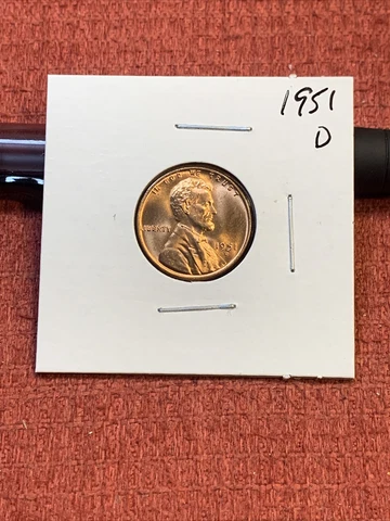 1951 D lincoln wheat penny BU Red (Free Shipping) Cover