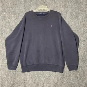 VINTAGE Polo Ralph Lauren Mens Large Crewneck Sweatshirt Blue Pullover Pony Logo - Picture 1 of 12