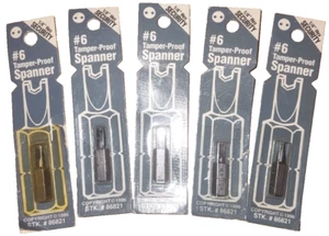 Number 6 Tamper Proof Spanner Bit Lot of 1/4" Hex Security Screwdriver Wrench - Picture 1 of 3