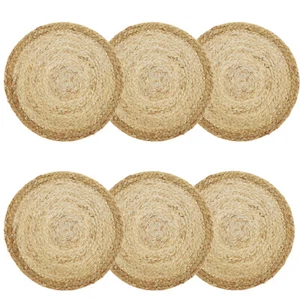 6Pcs Woven Placemats Handmade Straw Woven Mat Insulated Table Mat Dish Pad - Picture 1 of 12
